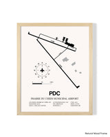 Detailed Airport Map of Prairie Du Chien Municipal Airport (PDC) in White with a Natural Frame