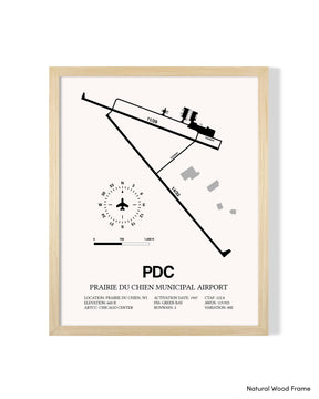 Detailed Airport Map of Prairie Du Chien Municipal Airport (PDC) in White with a Natural Frame