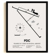 Framed Detailed Airport Map of Prairie Du Chien Municipal Airport (PDC) in White with a Black Frame