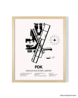 Detailed Airport Map of DeKalb Peachtree Airport (PDK) in White with a Natural Frame