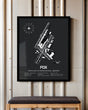 Framed Detailed Airport Map of Portland International Airport (PDX) in Gray with a Black Frame