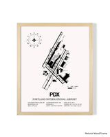 Detailed Airport Map of Portland International Airport (PDX) in White with a Natural Frame