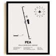 Framed Detailed Airport Map of Pella Municipal Airport (PEA) in White with a Black Frame