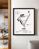 Framed Detailed Airport Map of Punta Gorda Airport (PGD) in White with a Black Frame