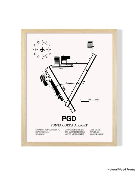Detailed Airport Map of Punta Gorda Airport (PGD) in White with a Natural Frame