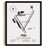 Framed Detailed Airport Map of Punta Gorda Airport (PGD) in White with a Black Frame