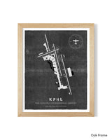 PHL Airport Map, Vintage Style, Philadelphia International Airport Print