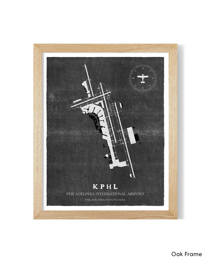 PHL Airport Map, Vintage Style, Philadelphia International Airport Print