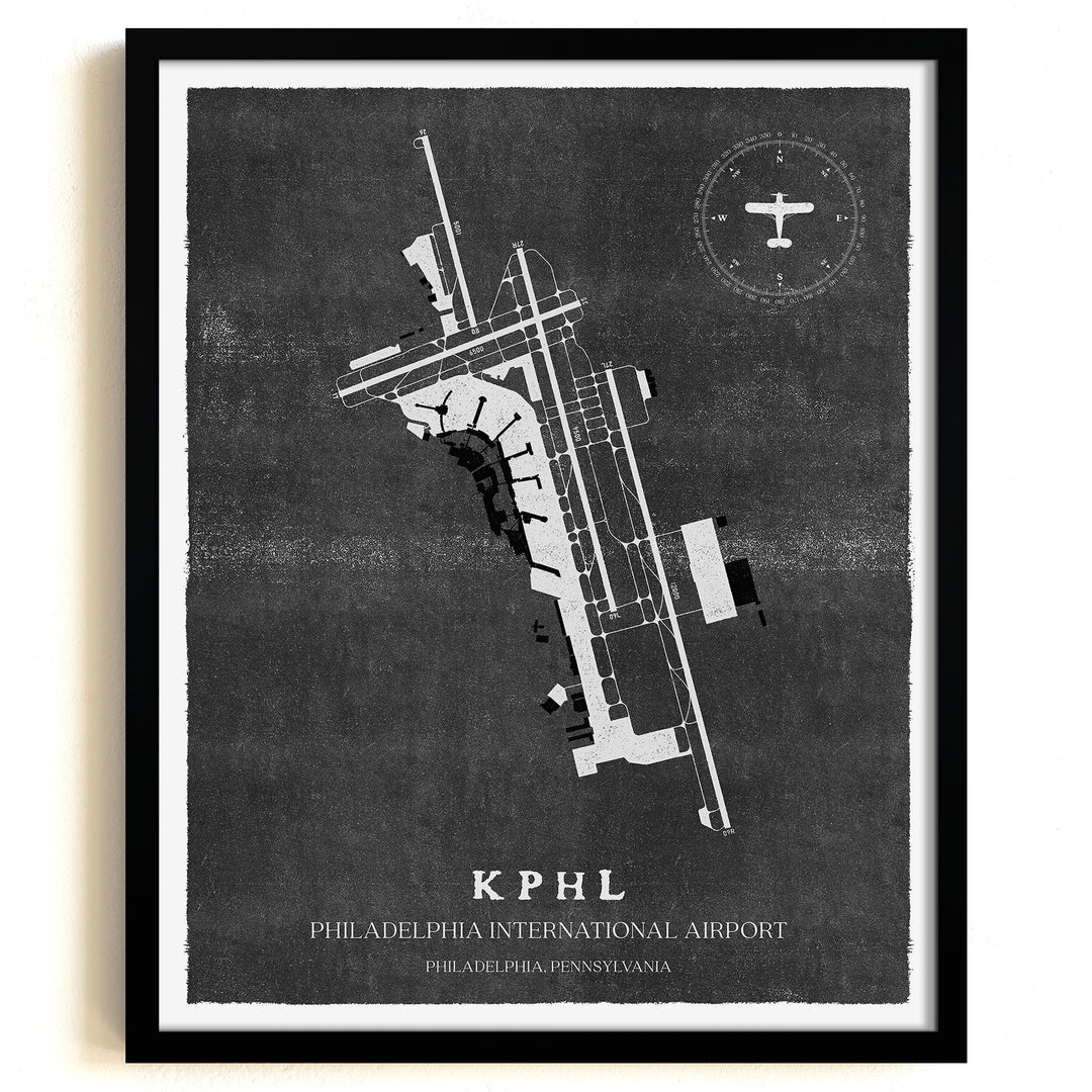 PHL Airport Map, Vintage Style, Philadelphia International Airport Print