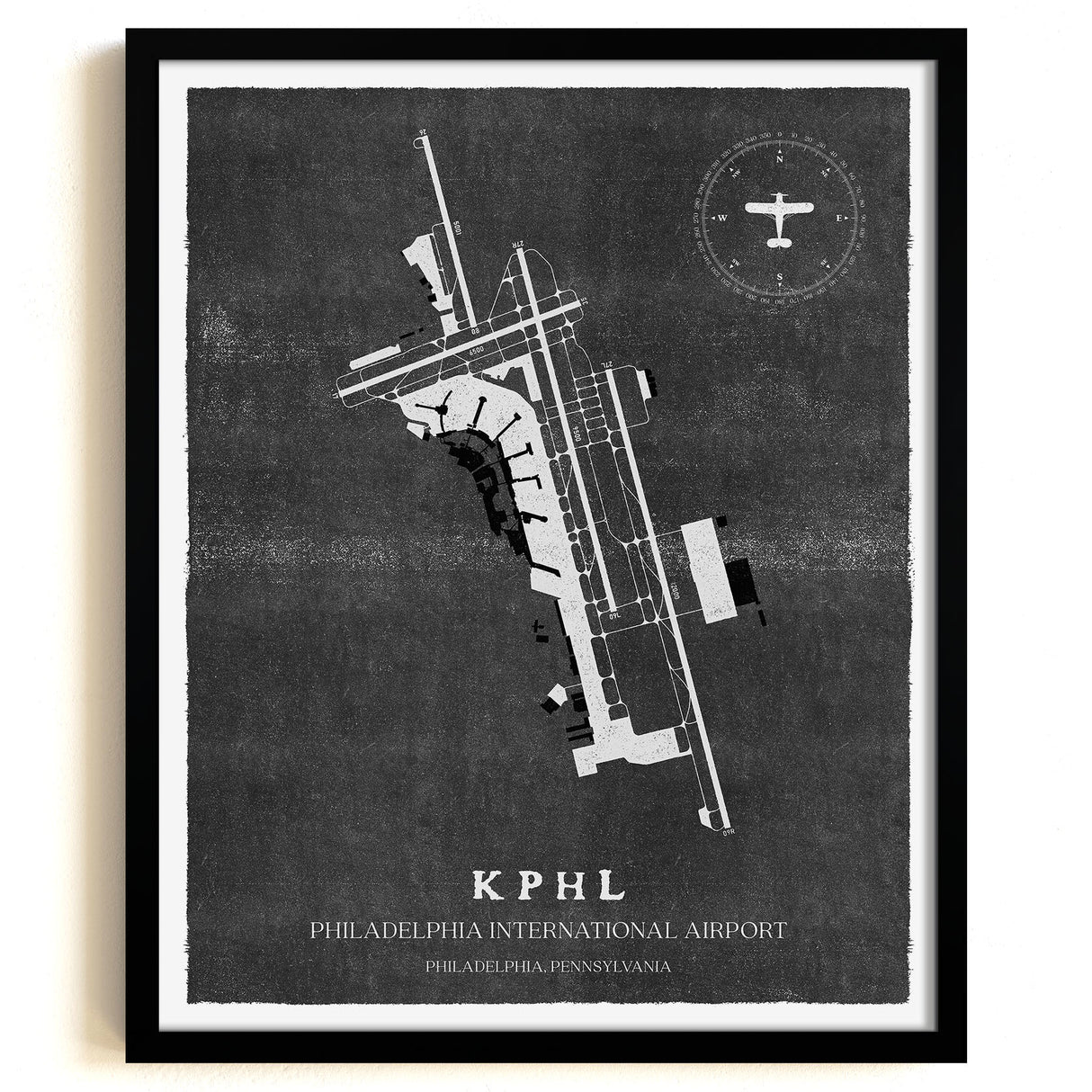 PHL Airport Map, Vintage Style, Philadelphia International Airport Print