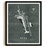PHL Airport Map, Vintage Style, Philadelphia International Airport Print