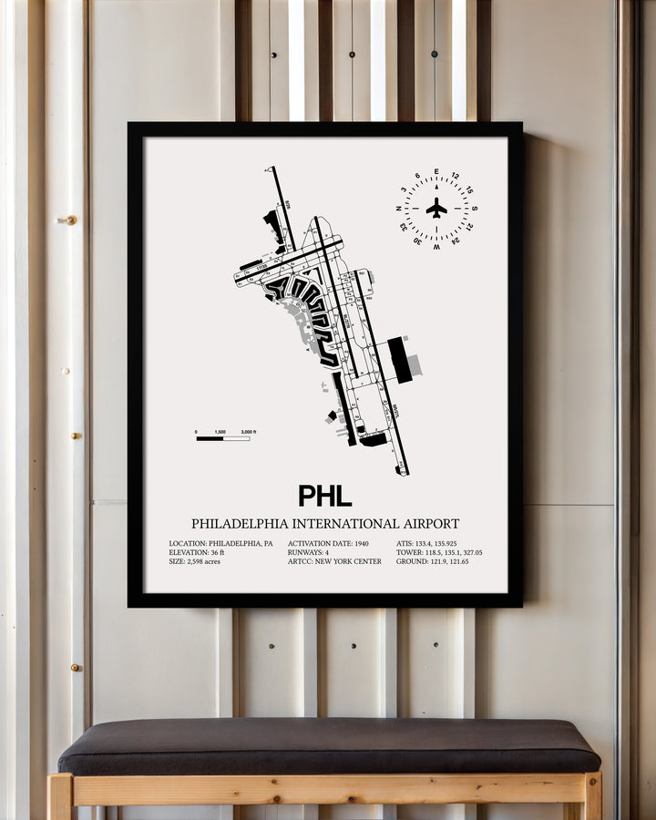 PHL Airport Map, Philadelphia International Airport Print