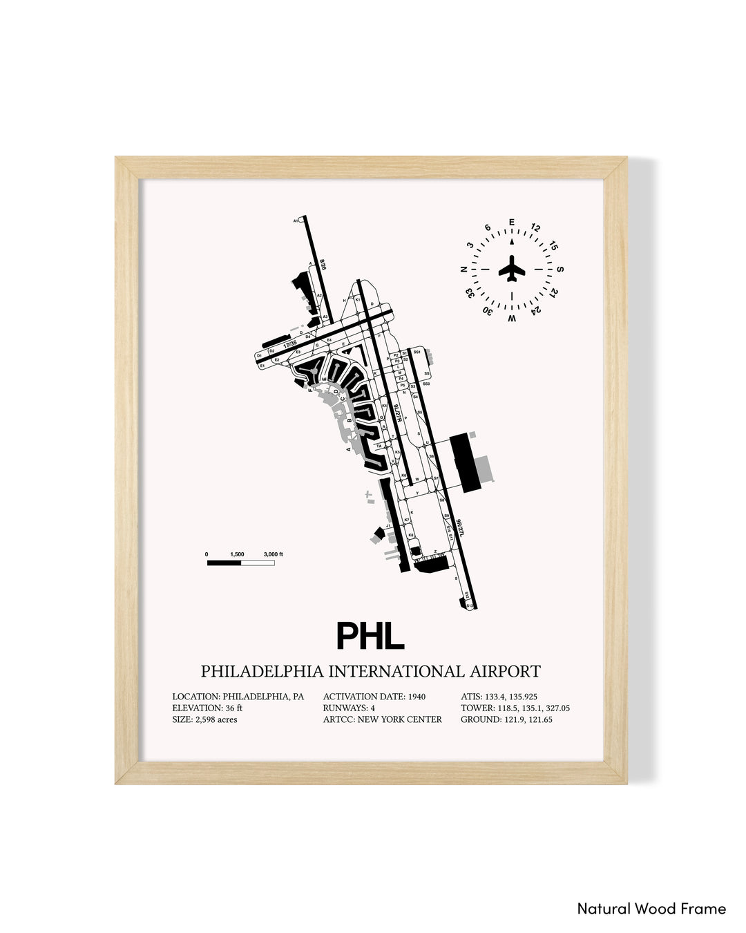 PHL Airport Map, Philadelphia International Airport Print