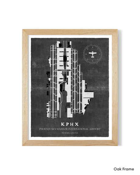 PHX Airport Map, Vintage Style, Phoenix Sky Harbor International Airport Print