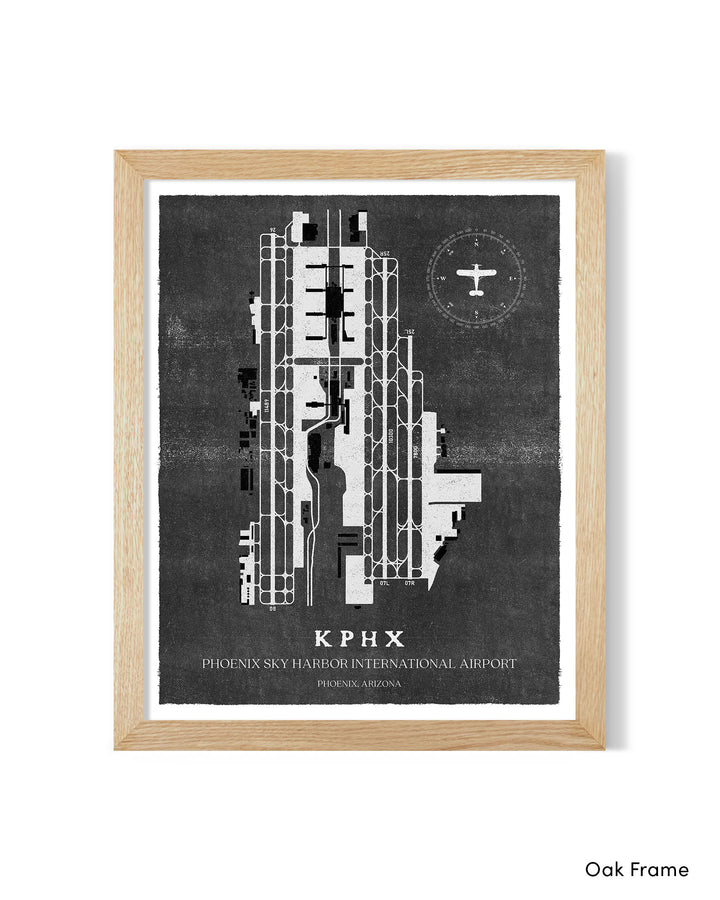 PHX Airport Map, Vintage Style, Phoenix Sky Harbor International Airport Print
