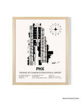 Detailed Airport Map of Phoenix Sky Harbor International Airport (PHX) in White with a Natural Frame