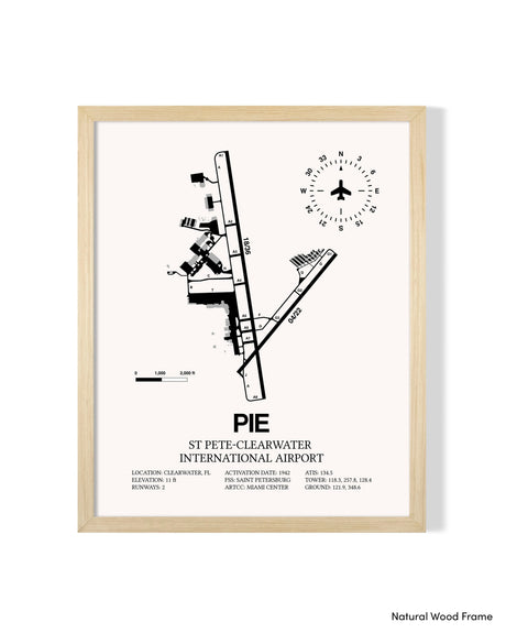 Detailed Airport Map of St Pete-Clearwater International Airport (PIE) in White with a Natural Frame