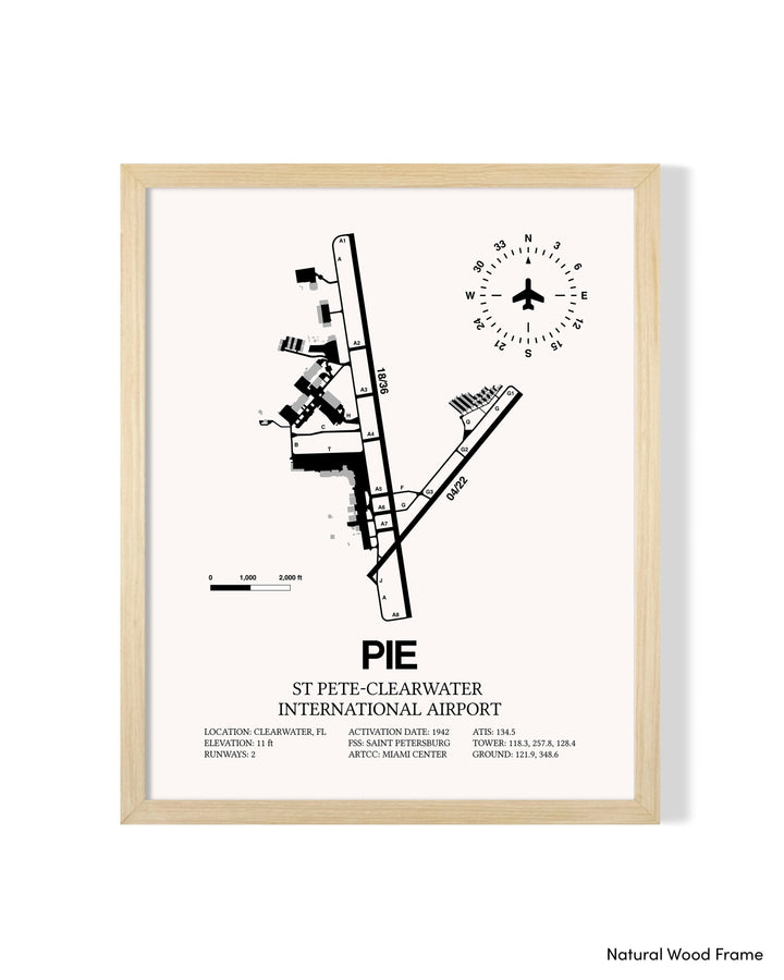 Detailed Airport Map of St Pete-Clearwater International Airport (PIE) in White with a Natural Frame