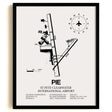 Framed Detailed Airport Map of St Pete-Clearwater International Airport (PIE) in White with a Black Frame