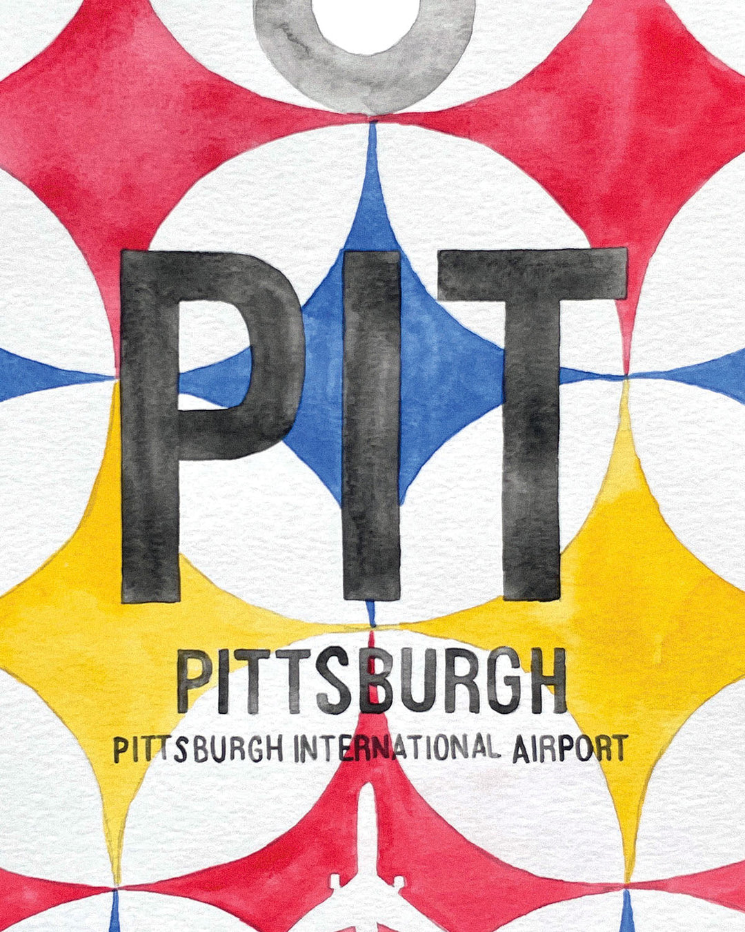 Closeup Watercolor Print of Pittsburgh International Airport (PIT)