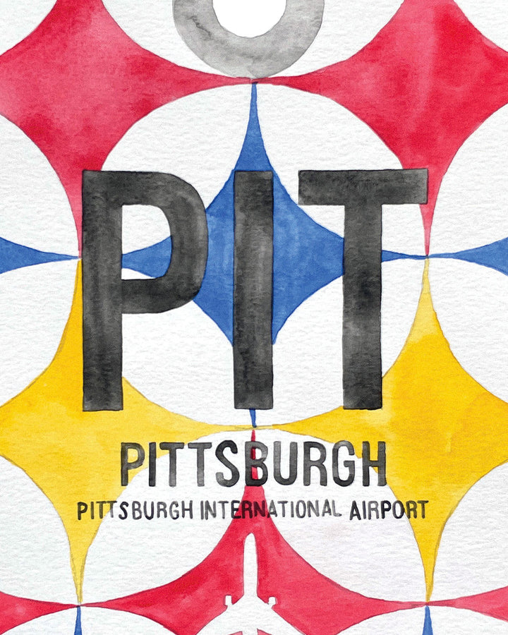 Closeup Watercolor Print of Pittsburgh International Airport (PIT)