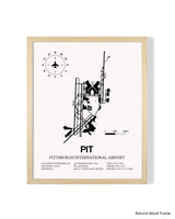 Detailed Airport Map of Pittsburgh International Airport (PIT) in White with a Natural Frame