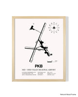 Detailed Airport Map of Mid - Ohio Valley Regional Airport (PKB) in White with a Natural Frame