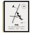 Framed Detailed Airport Map of Mid - Ohio Valley Regional Airport (PKB) in White with a Black Frame