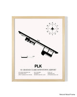 Detailed Airport Map of M Graham Clark Downtown Airport (PLK) in White with a Natural Frame