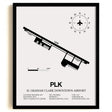 Framed Detailed Airport Map of M Graham Clark Downtown Airport (PLK) in White with a Black Frame