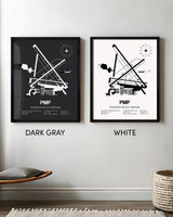 Framed Detailed Airport Map of Pompano Beach Airpark (PMP) in White and Gray