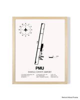 Detailed Airport Map of Panola County Airport (PMU) in White with a Natural Frame