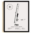 Framed Detailed Airport Map of Panola County Airport (PMU) in White with a Black Frame