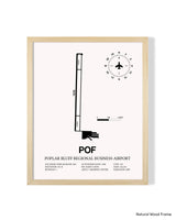 Detailed Airport Map of Poplar Bluff Regional Business Airport (POF) in White with a Natural Frame