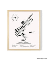 Detailed Airport Map of Prescott International Airport - Ernest A. Love Field (PRC) in White with a Natural Frame
