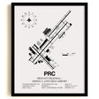 Framed Detailed Airport Map of Prescott International Airport - Ernest A. Love Field (PRC) in White with a Black Frame