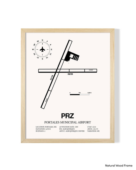 Detailed Airport Map of Portales Municipal Airport (PRZ) in White with a Natural Frame