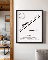 Framed Detailed Airport Map of New River Valley Airport (PSK) in White with a Black Frame