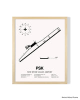 Detailed Airport Map of New River Valley Airport (PSK) in White with a Natural Frame