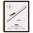 Framed Detailed Airport Map of New River Valley Airport (PSK) in White with a Black Frame