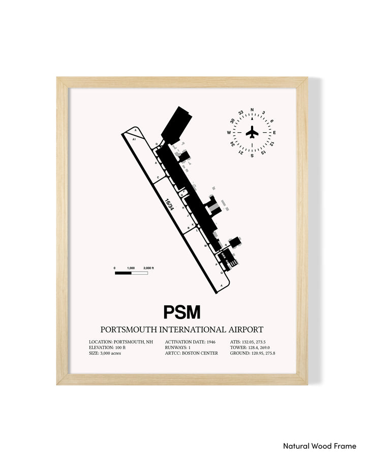 PSM Airport Map, Portsmouth International at Pease Airport Print
