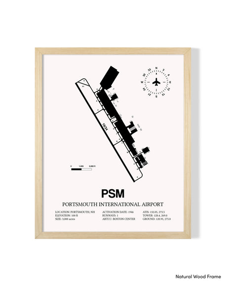 Detailed Airport Map of Portsmouth International at Pease Airport (PSM) in White with a Natural Frame