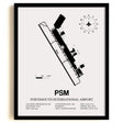Framed Detailed Airport Map of Portsmouth International at Pease Airport (PSM) in White with a Black Frame