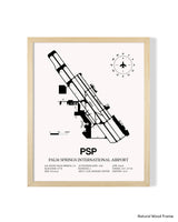 Detailed Airport Map of Palm Springs International Airport (PSP) in White with a Natural Frame