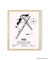 Detailed Airport Map of Theodore Francis Green State Airport (PVD) in White with a Natural Frame