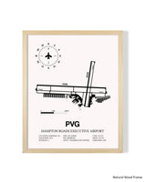 Detailed Airport Map of Hampton Roads Executive Airport (PVG) in White with a Natural Frame