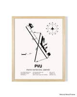 Detailed Airport Map of Provo Municipal Airport (PVU) in White with a Natural Frame