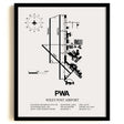 Framed Detailed Airport Map of Wiley Post Airport (PWA) in White with a Black Frame