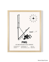Detailed Airport Map of McGregor Executive Airport (PWG) in White with a Natural Frame