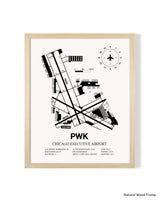 Detailed Airport Map of Chicago Executive Airport (PWK) in White with a Natural Frame